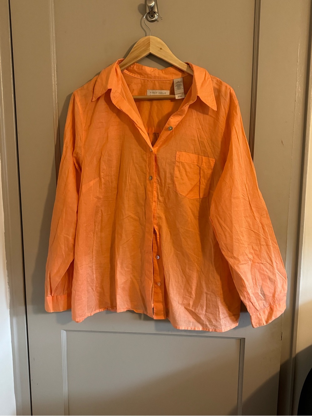 Lightweight Orange Button-Up Shirt